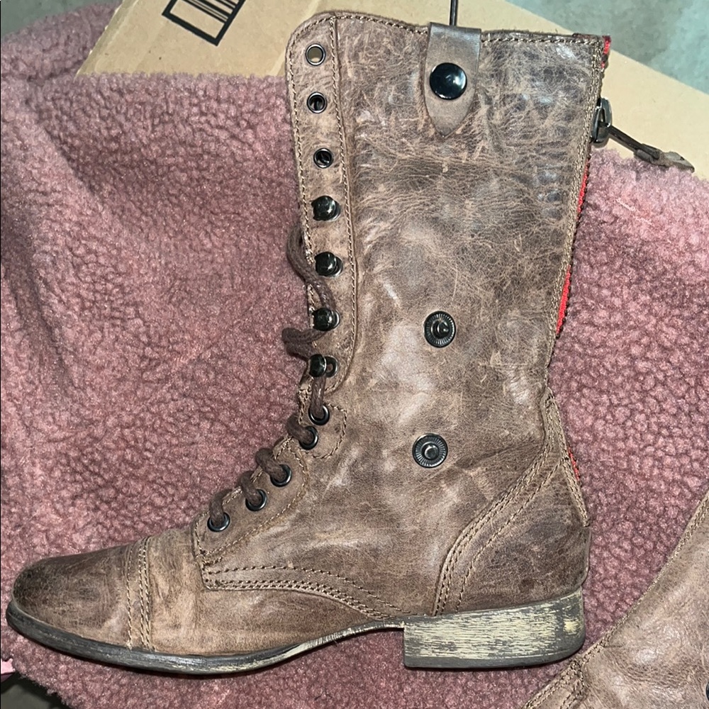Steve Madden Brown Combat Moto Boots - Picture 4 of 11